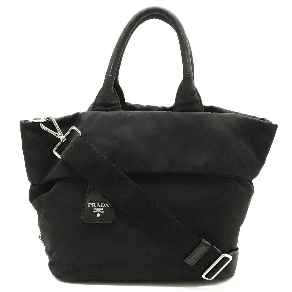 Prada Tote Bag Handbag Shoulder Reversible Leather NERO Black